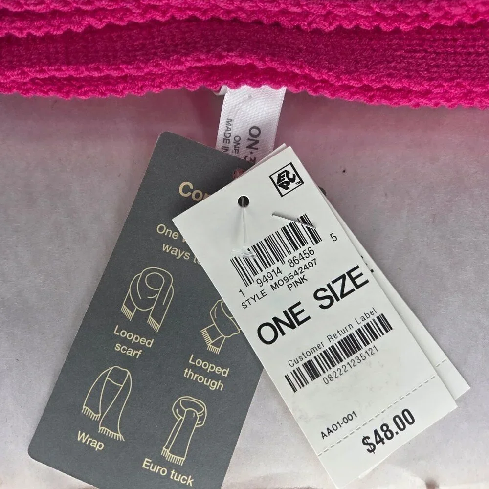 NWT On 34th Women's Solid Multi-Stich Red Scarf OS